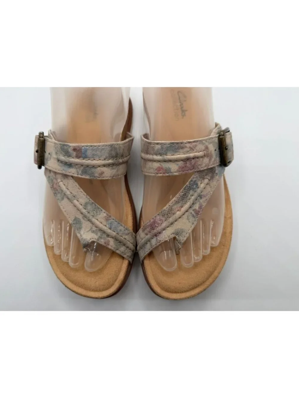 Clarks Brynn Madi Sandals Women Size 7M Sand Interest Leather Open Toe Shoes